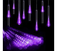 Luci della Pioggia di Meteoriti del LED, 30cm 8 Tubi 144LED luci della Stringa Solare Luci da Pioggia Cadenti Impermeabili con 8 Modalità (Viola)