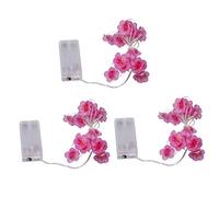 Luci della Stringa Sakura Lucine Decorative 3 Luci della Stringa del Fiore di Ciliegio Alimentatore di Fiori di Fiori 3 Pezzi Lanterne del Cielo Ornamentali a Led (Rosa)