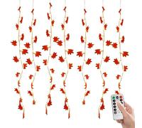 Luci Delle Fate Autunnali - USB Luci A Stringa A Forma Di Foglie D Acero Con Timer | Illuminazione Atmosferica con Telecomando per Halloween e Thanksgiving - Per Halloween da Interno ed Esterno Terraz