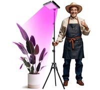 Luci di coltivazione per piante da interno, luce di coltivazione a spettro completo rosso blu con timer, luminosità regolabile e treppiede, lampada da coltivazione a LED