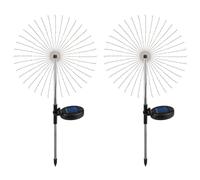 Luci di filo di rame dente di leone, solare, per prato, 2 pezzi, decorazione esterna, fuochi d'artificio impermeabile luce solare con palo in acciaio inox, luce calda, due modalità, 90 LED