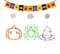 Luci di Halloween per interni | 3 pezzi luci decorative con ventose, decorazione di zucca di Halloween per la casa finestra giardino camera da letto scuola caffetteria portico terrazza sala lezioni