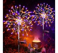 Luci di Halween a energia solare all'aperto, luci da fuoco solare arancione e viola solare, luce di palo da giardino inquietante per il percorso del cortile di Halloween decorazioni di Halloween