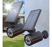 Luci di inondazione solari da esterno 2 pezzi 8 LED IP65 Luci di movimento solare a infrarossi impermeabili con interruttore a levetta 3 modalità tipo fotocamera Montaggio parete ruotabile 360°