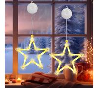 Luci di Natale 2 pezzi 10 LED Tenda Luminosa Natalizie a Batteria con Timer