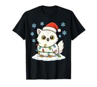 Luci di Natale avvolte su Un Simpatico Gufo delle Nevi Amante degli Animali Maglietta