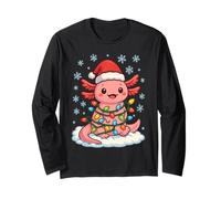 Luci di Natale avvolte sul Simpatico Amante degli Animali Axolotl Maglia a Manica