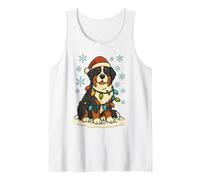 Luci di Natale avvolte sul Simpatico Amante dei Cani da Montagna del Bernese Canotta