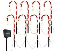 Luci di Natale Bastone Di Caramelle Marcatori A Energia Solare Con Stella | Luci Di LED Impermeabili Da 1 A 8 Con Stella Per Patio, , Patio, Giardino