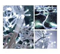Luci di Natale catena luminosa esterno prolungabile di 100 led bianco cavo 10 Mt [EEK: A+++]