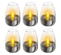 Luci Di Natale Da Esterno Solari, 6 Pezzi Lumino a Luce Solare, Lampada Votiva Solare, Candele a LED a Energia Solare, Impermeabili, Senza Fiamma, Per Esterni, Per Campeggio, Terrazza, Balconea