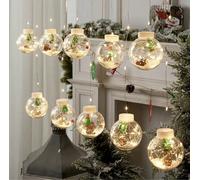 Luci di Natale Decorative a LED 10 Sfere Design Babbo Natale Tenda Natalizia 3MT