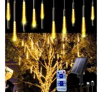 Luci di Natale Esterno Meteoriti Solare+USB Impermeabili IP65 con Telecomando