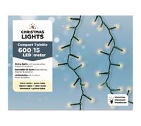 Luci di Natale Lumineo Compact Twinkle - 600 Led Bianco Caldo - Filo Verde da 15 metri