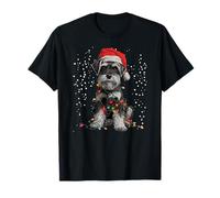 Luci di Natale Schnauzer Indossare Cappello di Natale Cane Carino Maglietta