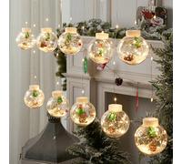 LUCI DI NATALE SFERE BABBO NATALE TENDA NATALIZIA LUCE BIANCA CALDA