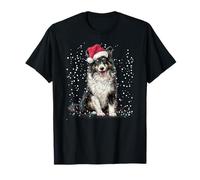 Luci di Natale Shetland Sheepdog Indossa Cappello di Natale Cane Carino Maglietta
