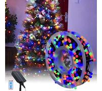 Luci di Natale Solari, 13M 300LEDs Luci a Sfera Esterno Impermeabili con 8 Modalità, Striscia Luminosa Portatile e Ripiegabile per Decorazioni da Appendere All'albero di Natale Feste Giardino Veranda