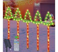 Luci Di Natale Solari per Esterni, 5 Pezzi Albero Di Natale LED Luce Solare Deco