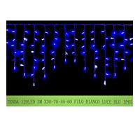 Tenda Luminosa Da Esterno IP65 3MT Con 120 Luci Led Blu Effetto Cascata Con Conn