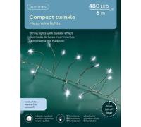 Luci di Natale twinkle 480 micro led 6 mt- Bianco freddo filo bianco