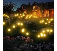 Luci di pista all'aperto, Luci di Firefly solari da 2 pezzi, Luci solari impermeabili a sfera totale 16LED per giardino all'aperto, terrazza, paesaggio, passerella, prato Deko bianco caldo