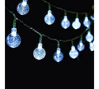Luci di stringa di sfera di cristallo, EONYUANGUO 5M 50LED Luci di stringa di sfera esterna bolla Luci di stringa di fata alimentate a batteria per giardino, albero di Natale, feste (bianca)