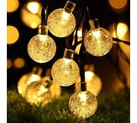 Luci di stringa Solare, DINOWIN Impermeabile 20ft 30LED Solare sfera di cristallo filo luci, Fairy Globe string Lights, per giardino, patio, Natale, matrimonio, decorazione casa, party (bianco caldo)