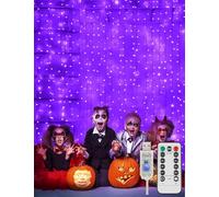 Luci di Tende Viola per Halloween, 200 luci a spicco a LED con Spina USB, luci a Corda di Tende Interno per Parete della Camera da Letto, Natale, Festa, Portico, Decorazioni per Le Vacanze, 6,5 Piedi