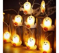 Luci di zucca fantasma di Halloween, luci a stringa fantasma zucca di Halloween, 2 metri, 10 luci a LED per decorazioni di Halloween, luci all'aperto di Halloween a batteria per decorazioni di