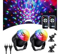 Luci Discoteca, LED Controllata Dalla Musica, Striscia Luminosa Sferica Rotante a 360° con Telecomando, DJ RGB da 3W, Adatta per Riunione di Famiglia, Decorazioni per Compleanni, Feste di Natale 2pc