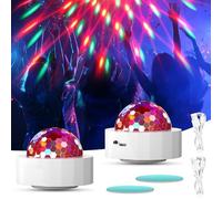 Luci Discoteca, Palla a Ritmo di Musica, Strobo RGB a 4 Colori Con Cavo USB per Feste, DJ, Casa, Famiglia, Bar, Natale (2 Pezzi)