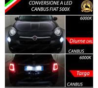 LUCI DIURNE DRL LED + LUCI TARGA LED CANBUS 6000K FIAT 500X DAL 2017 IN POI