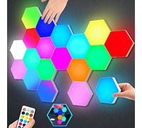 Luci Esagonali RGB con Telecomando,Pannelli LED Parete Gaming Pannello Muro Controllo Touch Luce Notturna, Fai da te Geometria Splicing Esagonale Mood Lights per Stanza da letto/Gaming/Party,10 Pezzi
