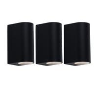 Luci esterne porta d'ingresso Up Down applique da esterno parete nera luce esterna da terrazzo alluminio, cambio colore dimmerabile con telecomando, 2x LED RGB 3,5W 290lm 3000K, set da 3