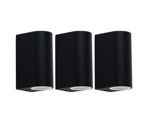 Luci esterne porta d'ingresso Up Down applique da esterno parete nera luce esterna da terrazzo alluminio, cambio colore dimmerabile con telecomando, 2x LED RGB 3,5W 290lm 3000K, set da 3