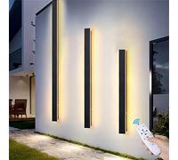 Luci Esterno Giardino Applique da Parete Striscia LED Lampada da Parete Interno con Telecomando Dimmerabile Luci da Esterni IP65 Impermeabile Nero Moderno Cortile Applique da Esterne (80cm 46W)
