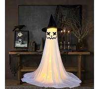 Luci fantasma di Halloween con LED e asta telescopica, decorazione spettrale per esterni/interni, per portico e cortile, decorazioni a batteria