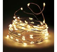 Luci fatate a LED con micro fili, funzionamento a batteria (100 LED con timer e telecomando, bianco caldo)