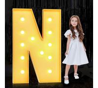 Luci for tendoni da 1,2 m Lettere grandi a LED illuminate for decorazioni for feste, kit di lettere a mosaico in pannello di schiuma spessa pretagliato con lampadine for decorazioni ( Color : Letter N