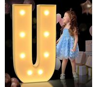 Luci for tendoni da 1,2 m Lettere grandi a LED illuminate for decorazioni for feste, kit di lettere a mosaico in pannello di schiuma spessa pretagliato con lampadine for decorazioni ( Color : Letter U