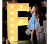 Luci for tendoni da 1,2 m Lettere grandi a LED illuminate for decorazioni for feste, kit di lettere a mosaico in pannello di schiuma spessa pretagliato con lampadine for decorazioni ( Color : Letter F