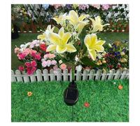 Luci Giardino Esterni 7 Luci Solari A Testa Di Giglio Luci Esterne Impermeabili For Cortile Giardino Decorazione Natalizia Prato LED Fiore Artificiale(7 head Lily Yellow)