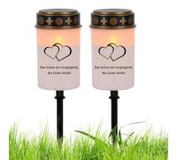 Luci gravi per il cimitero, lampada al cimitero per la tomba | Set di lampade da tè senza fiamma da 2 | Decorazioni a LED impermeabili per il cimitero da giardino Grave Pathway Backy