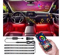 Luci interne per auto, Speclux 4 pezzi 72 LED Luce di striscia per auto aggiornata Bluetooth APP Kit di illuminazione RGB multi colore controllato (con caricabatteria per auto)