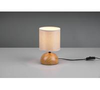 LUCI LAMPADA DA TAVOLO BASE EFFETTO LEGNO MEZZA SFERA PARALUME BEIGE H. 23CM D. 14CM 1 LUCE ATTACCO E14