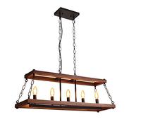 Luci Lampadina Moderna LED Frana Legno battuto lampadario Regolabile Catena di Ferro Luce a Sospensione - Lampada in Stile Industriale Adatto Compatibile con Il soffitto della Villa del Ristorante
