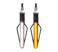Luci Lampeggianti Motociclette Luci Di Direzione Motocicletta 24 LED Luce Bianca Bicolore Rossa Freno Ad Acqua Corrente(2pcs A White Yellow)
