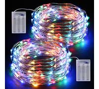 Luci LED a Batteria, 2 x 12M Lucine LED Decorative, 120 LED Luci Stringa | Impermeabile Esterno Interno Luci LED Stringa per Parete Camera Balcone Giardino Natale Feste Matrimonio - Bianco Caldo