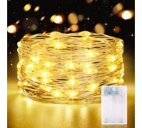 Luci LED a Batteria, 5M 50 LED Catene Luminose Lucine con Timer, Catene Luminose Luci a Stringa Impermeabile per Natale Matrimonio Decorative Festa Interno